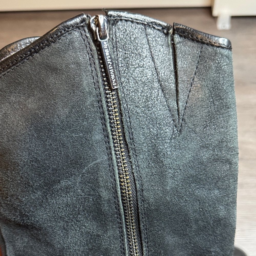 Donald Pliner Black Suede and Leather Knee-High Women's Boots - Picture 8 of 14